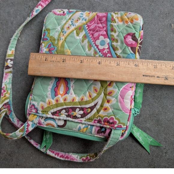 VERA BRADLEY Crossbody Bag Tutti Frutti Vtg Pattern Colorful Vibrant Green Pink - Picture 9 of 9